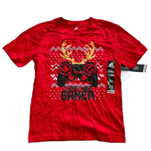American Dream Team Network Red Christmas Gamer T-Shirt L